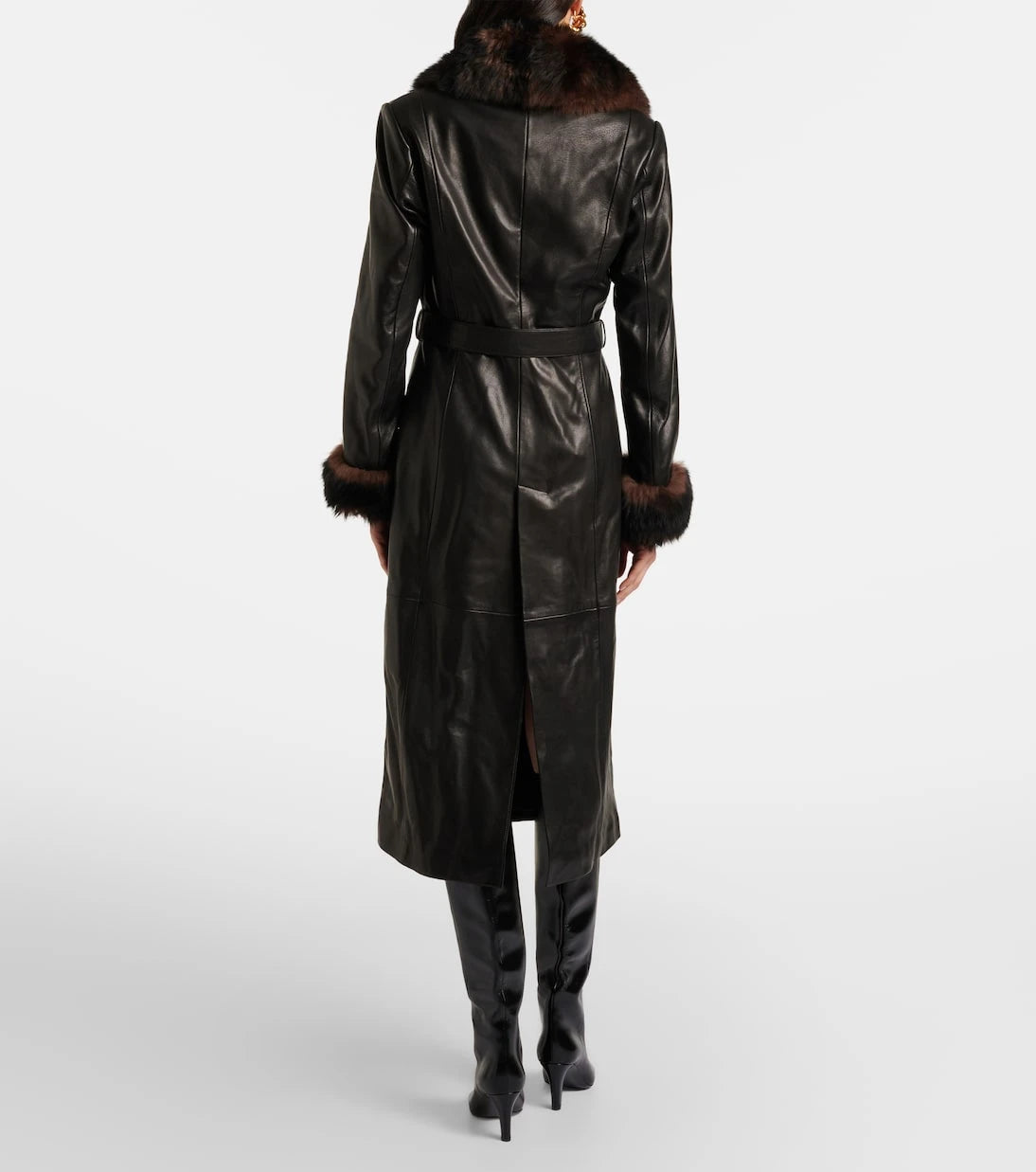 Nour Hammour - Baez shearling-trimmed leather coat
