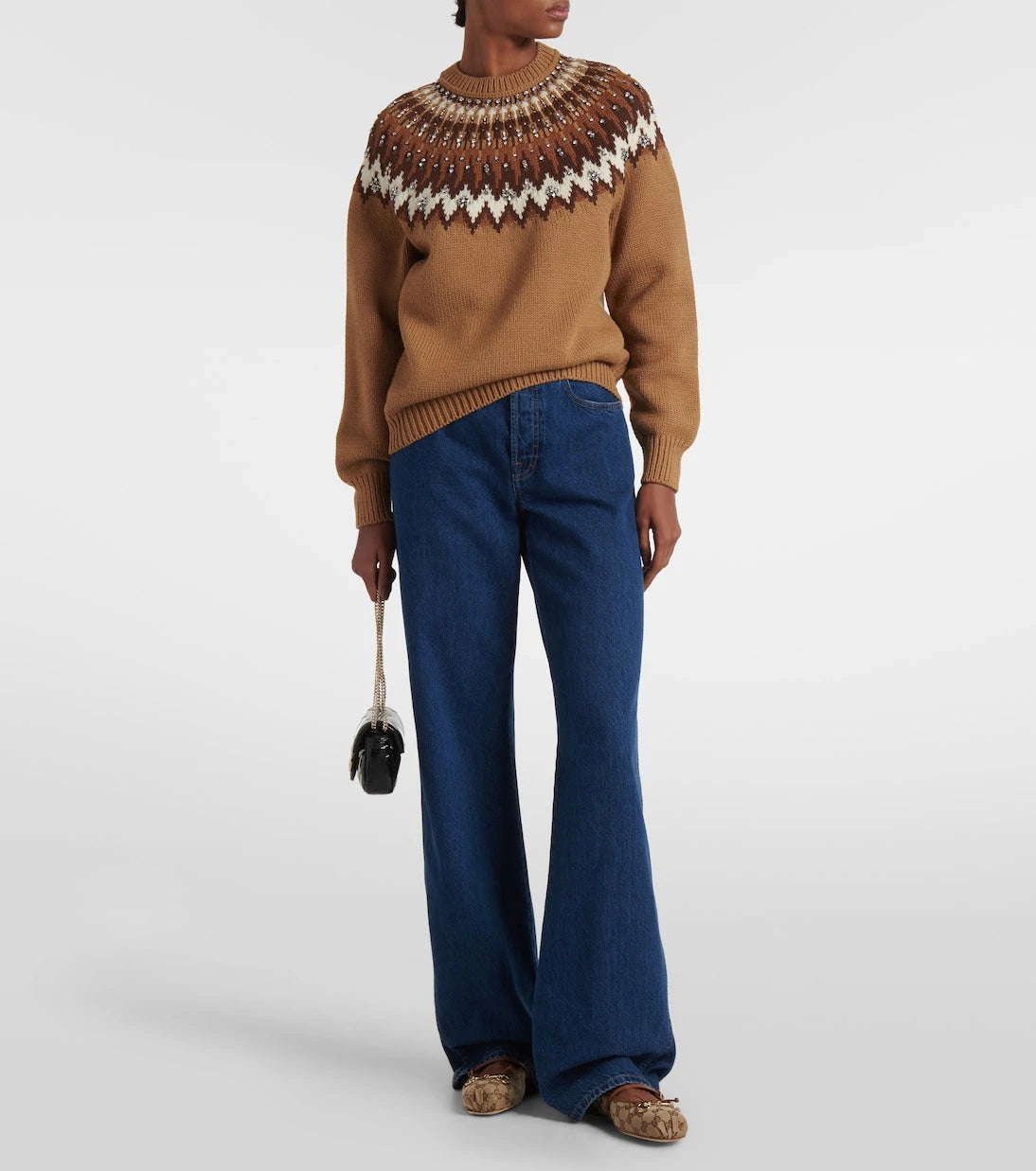 Gucci - حذاء باليه Gucci Horsebit GG Canvas المسطح