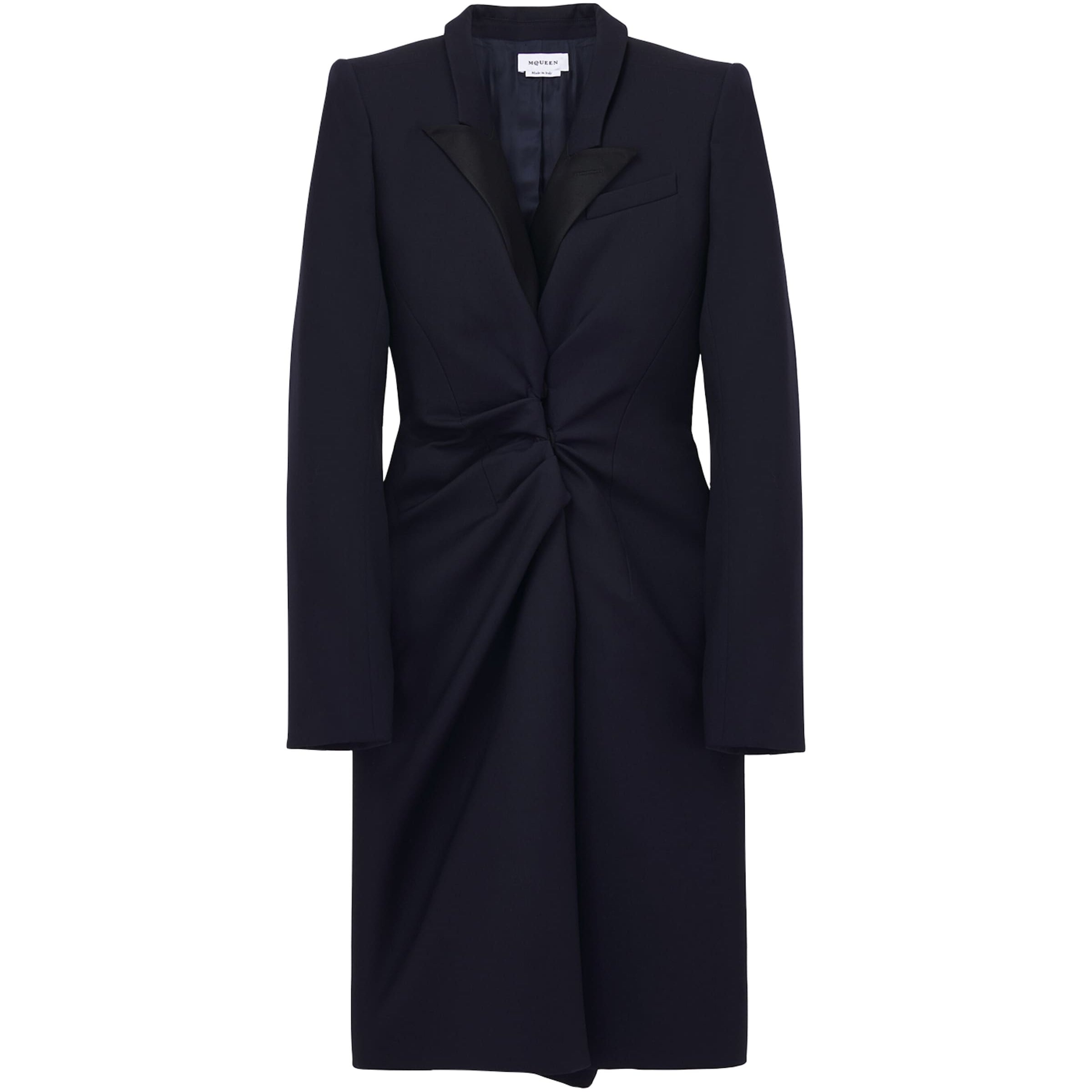 Blue Wool Twisted-Lapel Coat