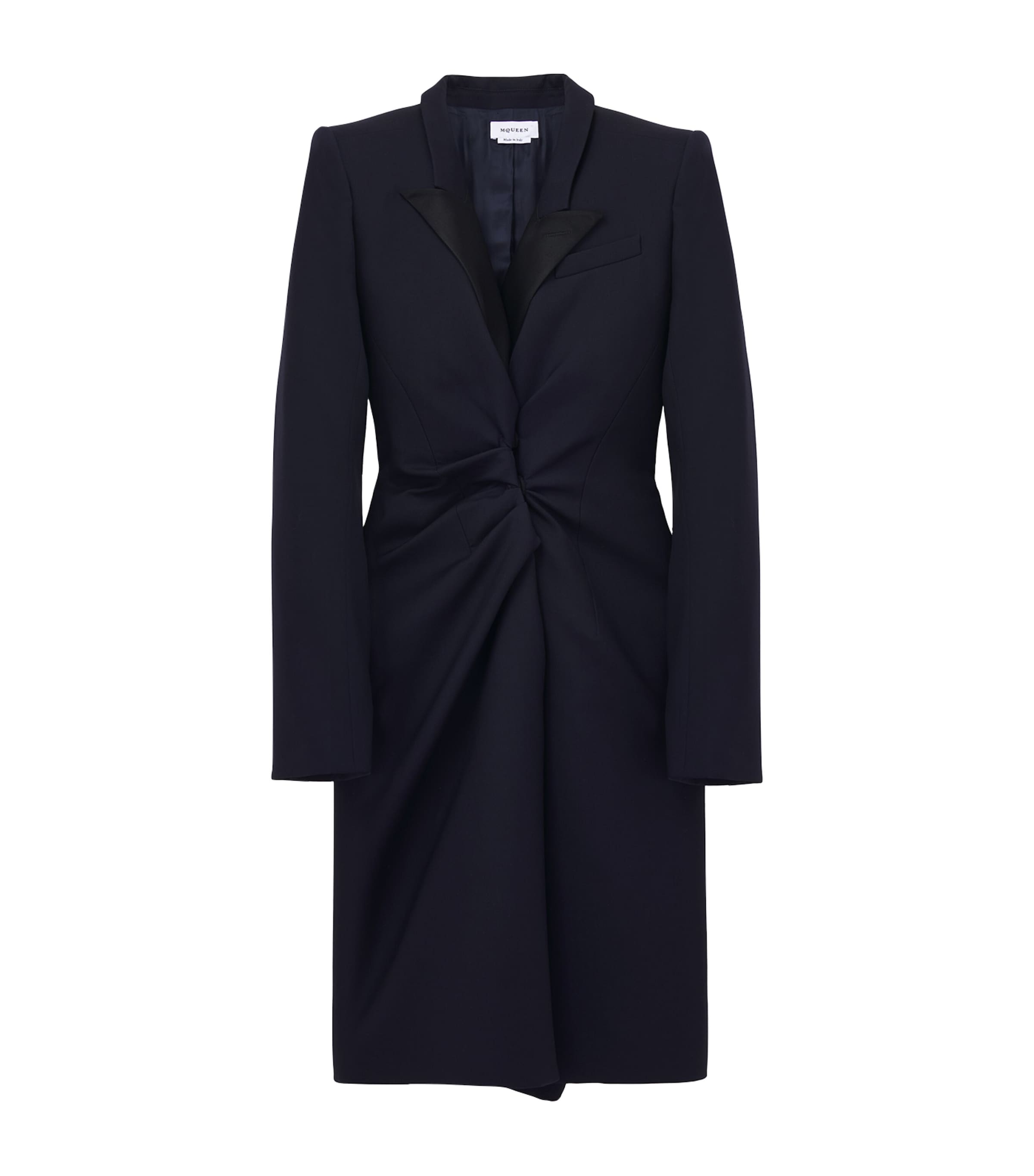 Blue Wool Twisted-Lapel Coat
