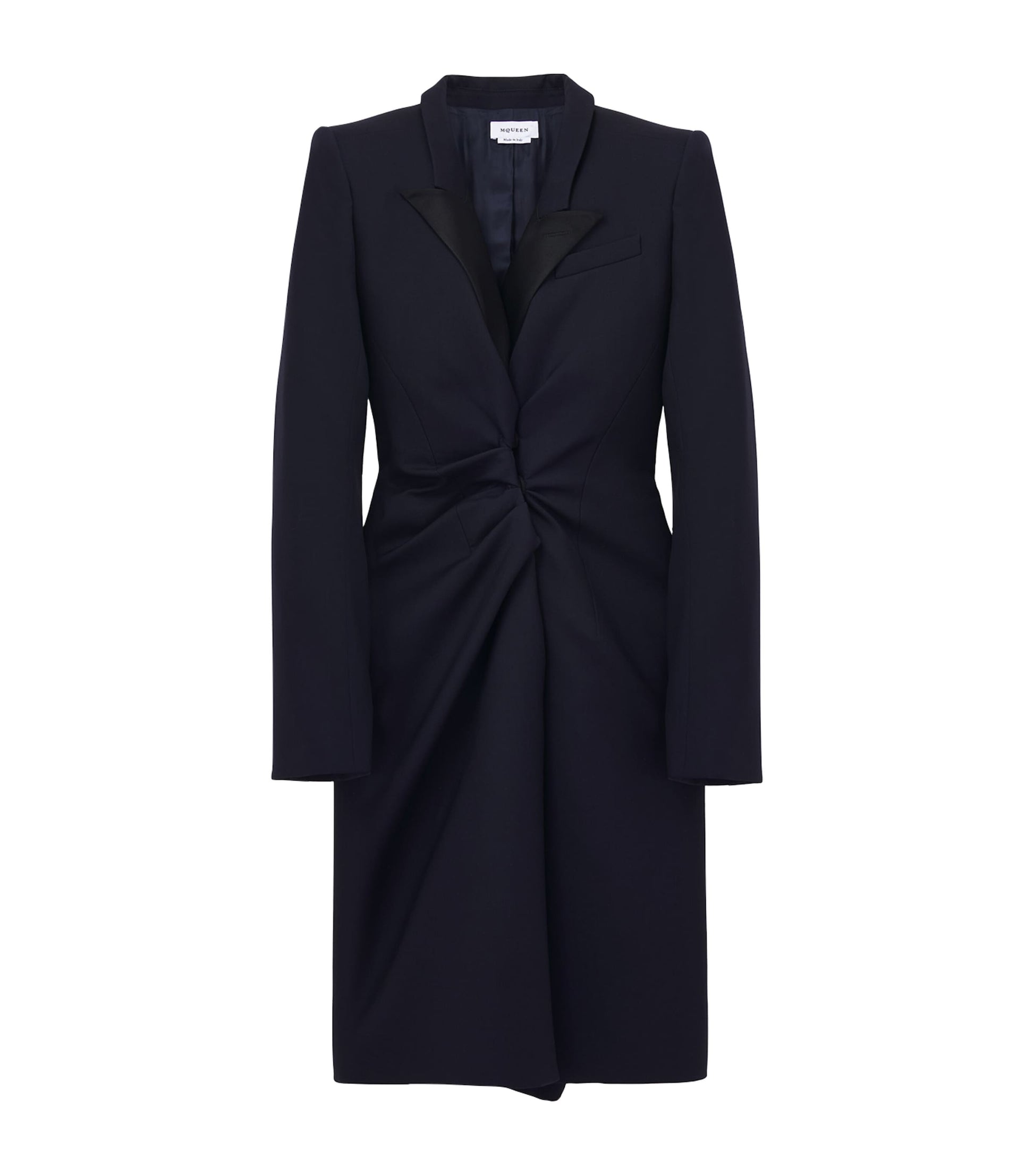 Blue Wool Twisted-Lapel Coat