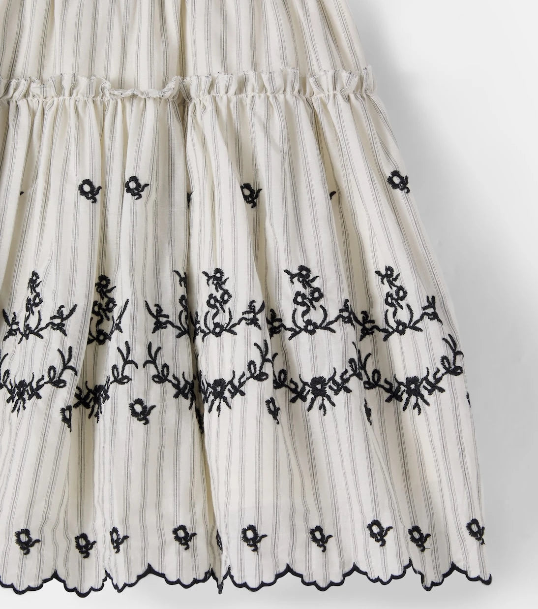 C'era Una Volta - Embroidered striped cotton skirt
