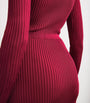 Self-Portrait Burgundy Button-Detail Midi Dress