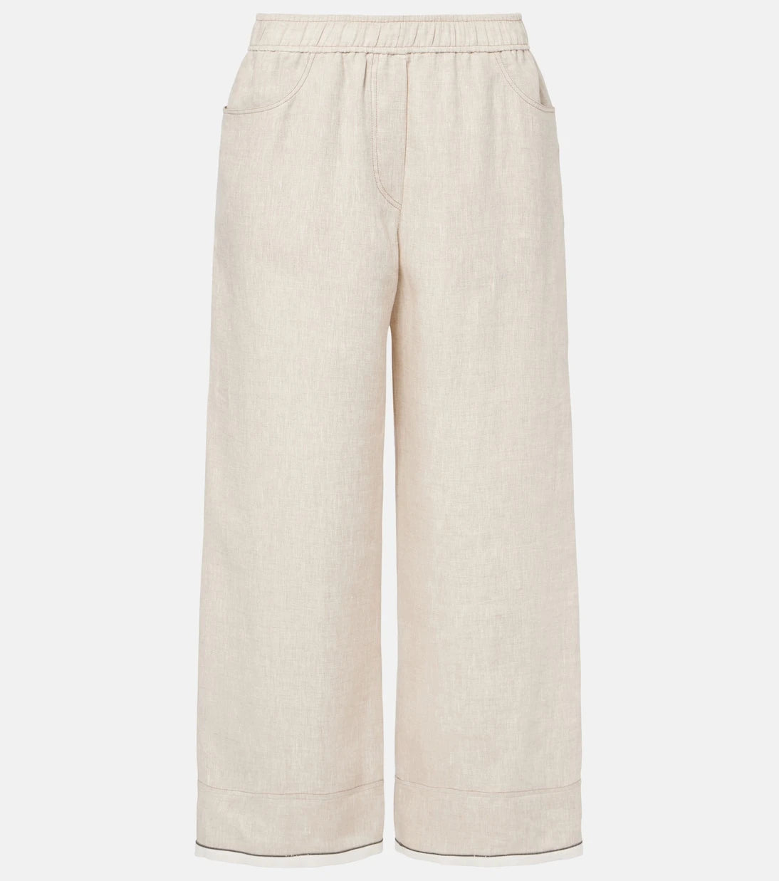 Brunello Cucinelli - Linen cropped wide-leg pants
