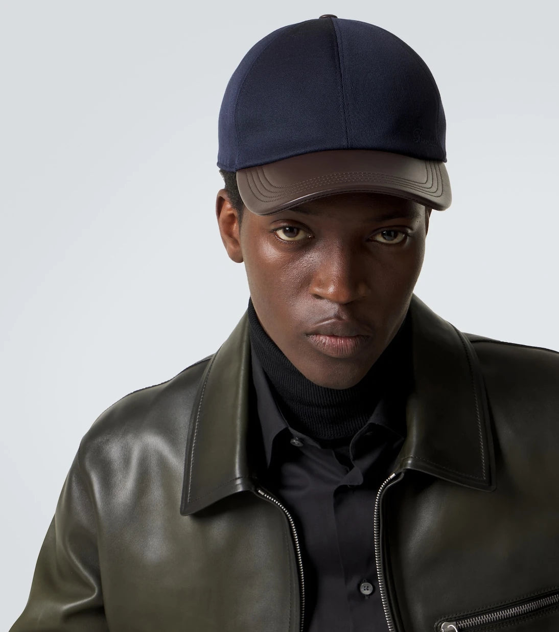 Berluti - Leather-trimmed wool baseball cap