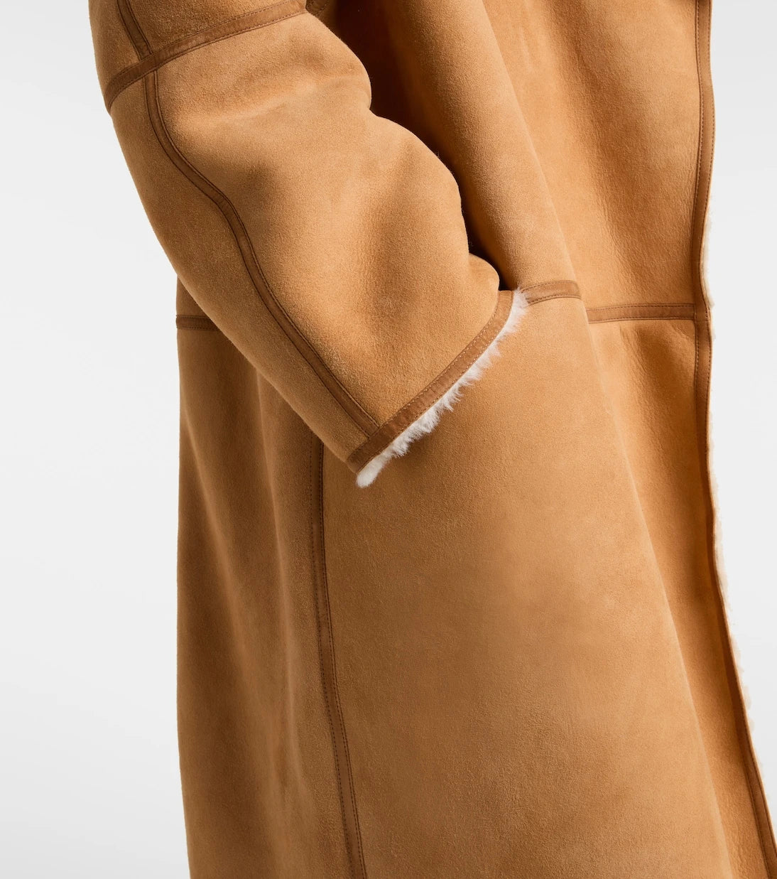Toteme - Shearling-trimmed suede coat