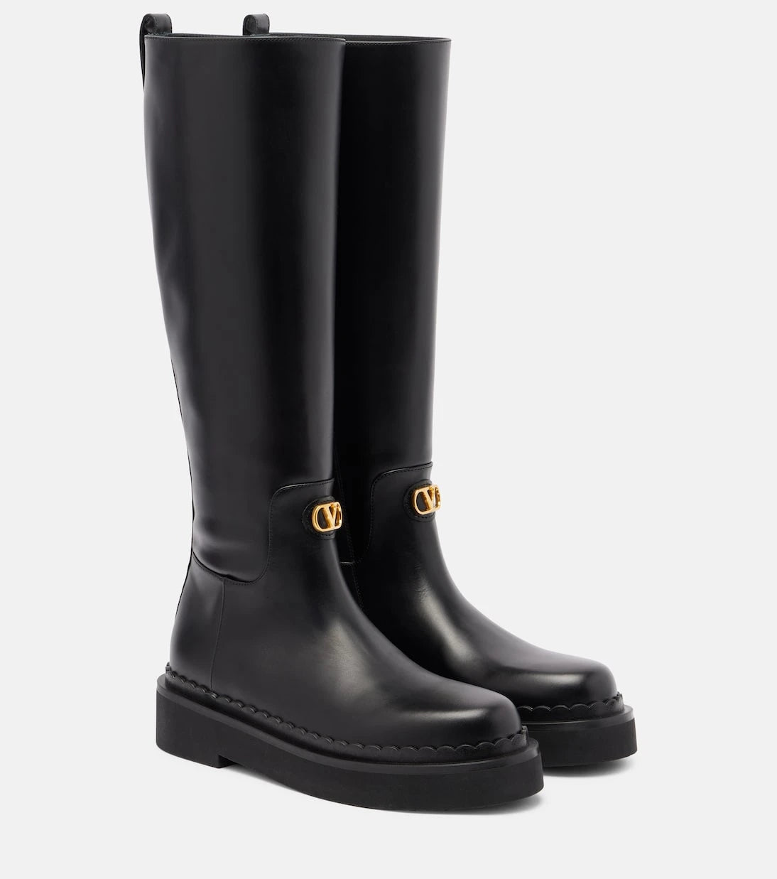 Valentino Garavani - VLogo leather knee-high boots