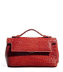 Analeena Gold Crocodile Leather Top-Handle Bag