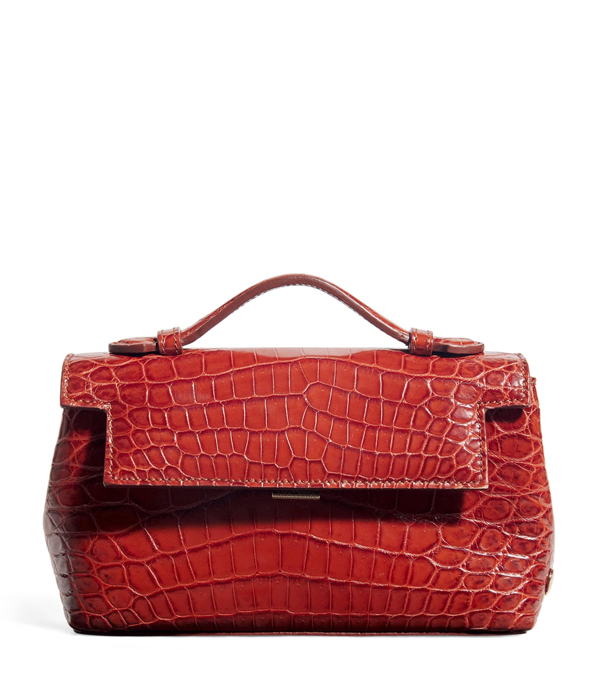 Analeena Gold Crocodile Leather Top-Handle Bag