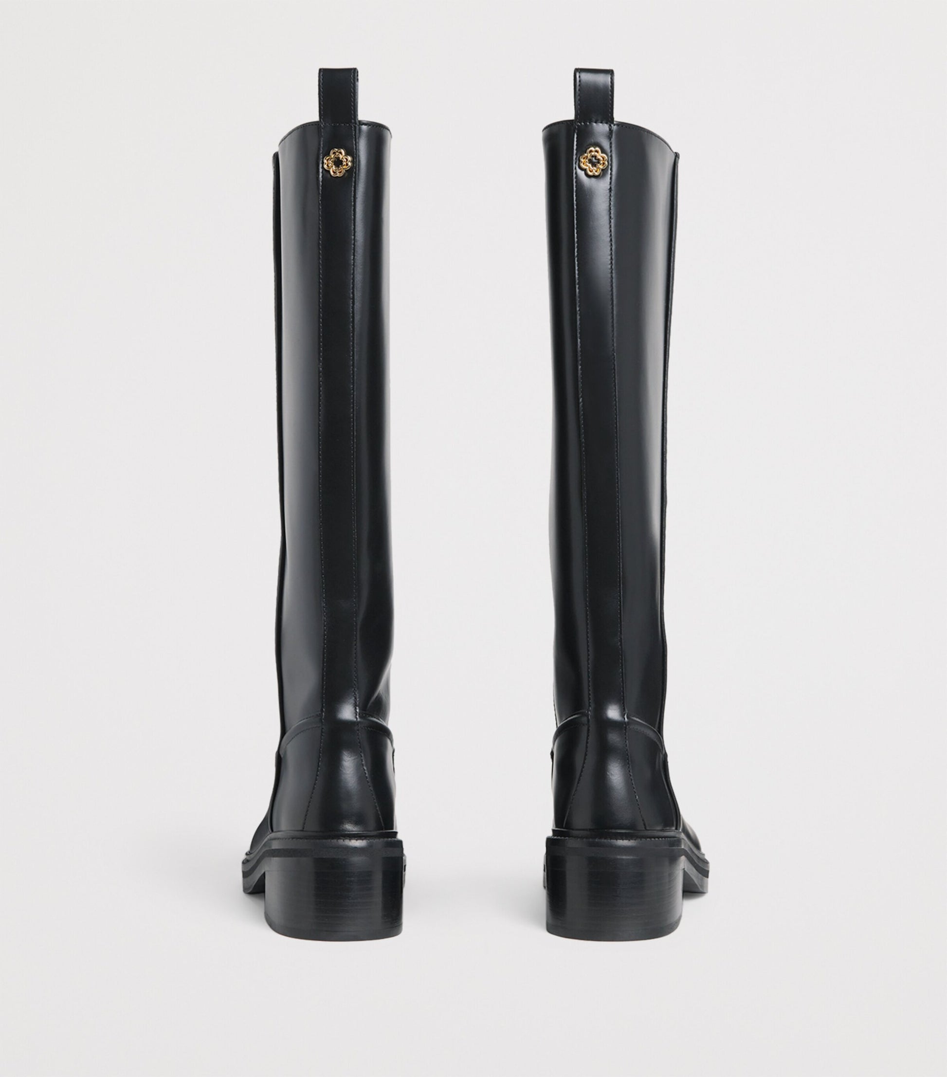 Maje Black Leather Knee-High Boots