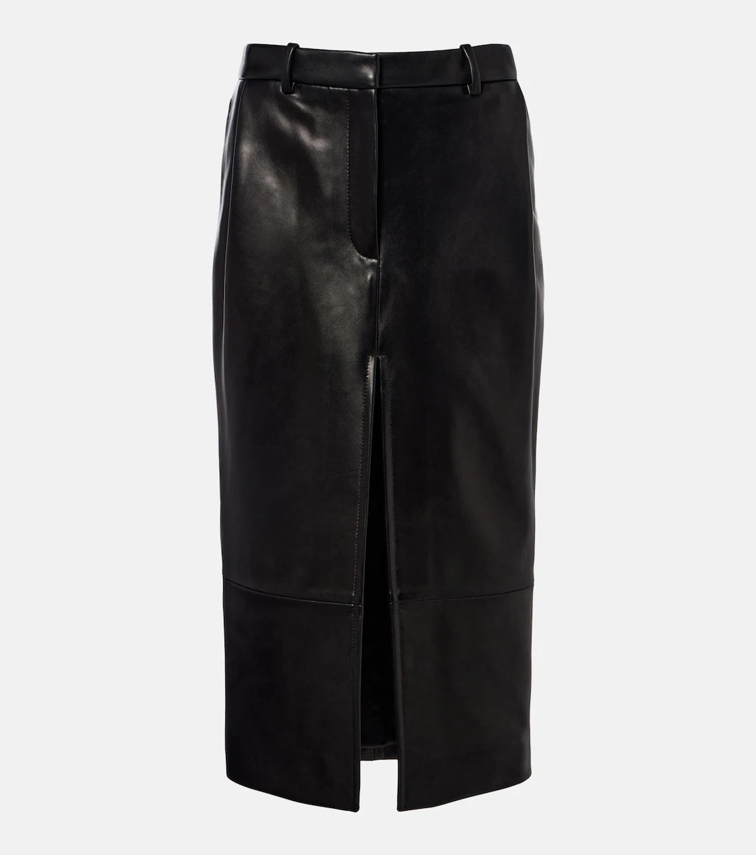 Khaite - Anden leather midi skirt