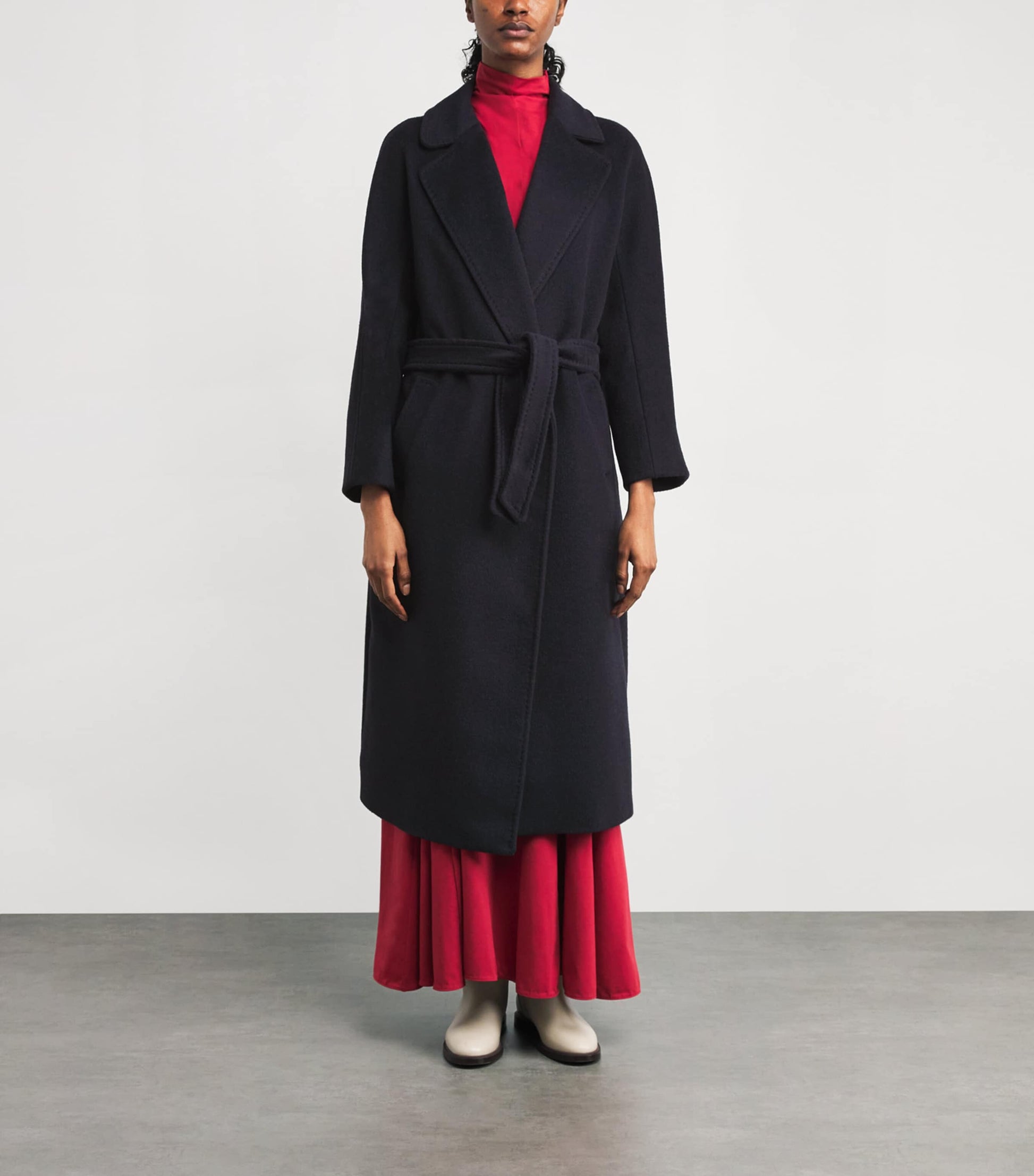 Weekend Max Mara Blue Wool-Alpaca-Blend Belted Coat