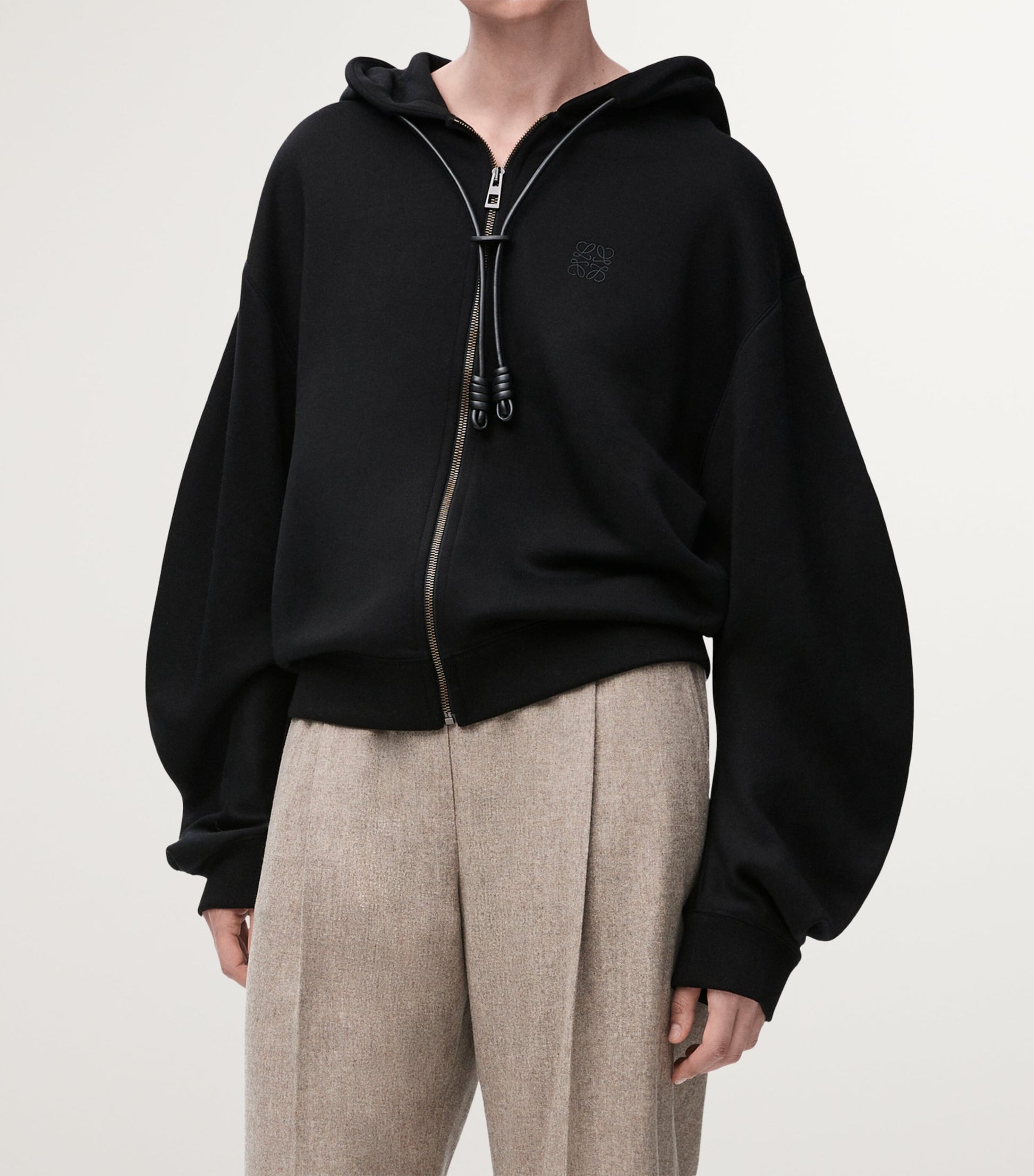 Black Cotton-Blend Flamenco Hoodie