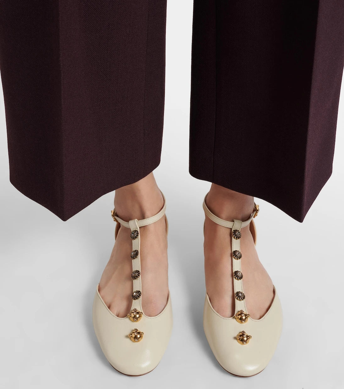 Chloé - Celeste embellished leather flats