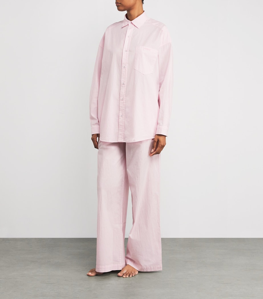 Pink Stretch-Cotton Stripe Pyjama Set