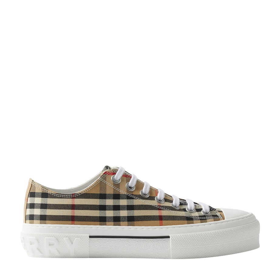 Burberry Beige Cotton Check Sneakers