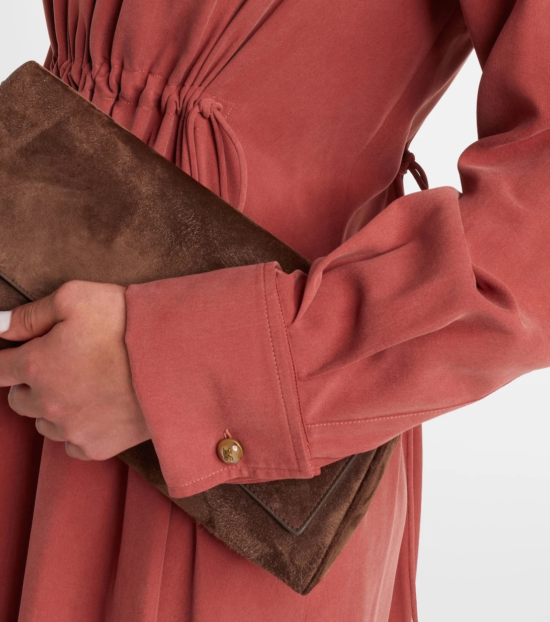 Max Mara - Full gathered silk canvas midi dress