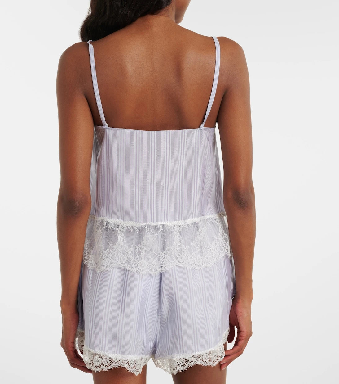 Frame - Lace-trimmed striped silk camisole