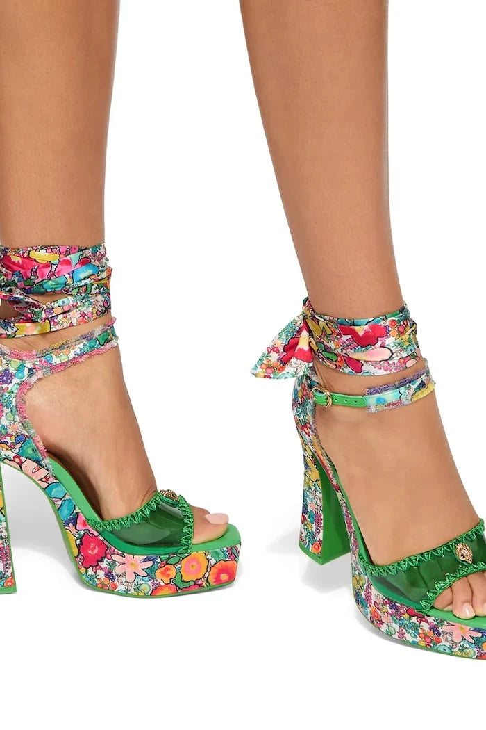 Kurt Geiger London Vinyl Tie Platform Kalın Topuklu Sandalet