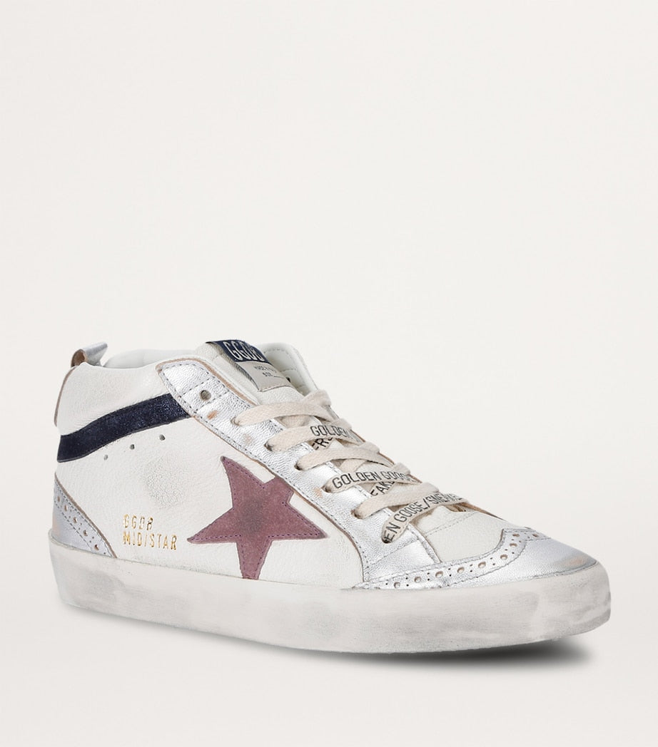 White Leather Mid Star Sneakers