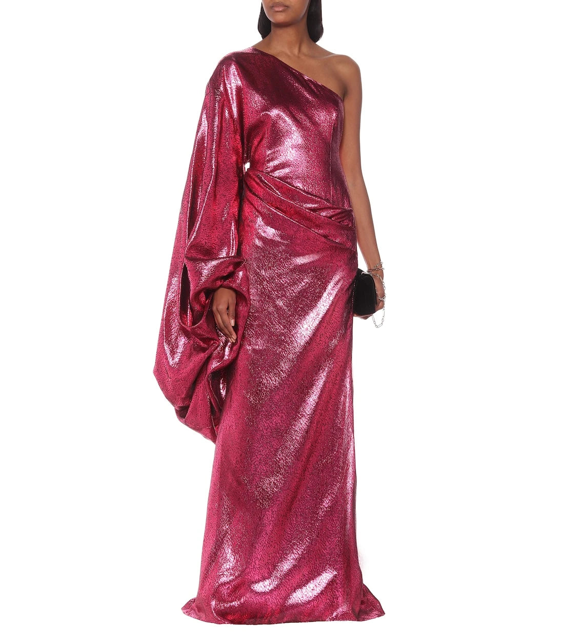 Halpern - Metallic asymmetric gown