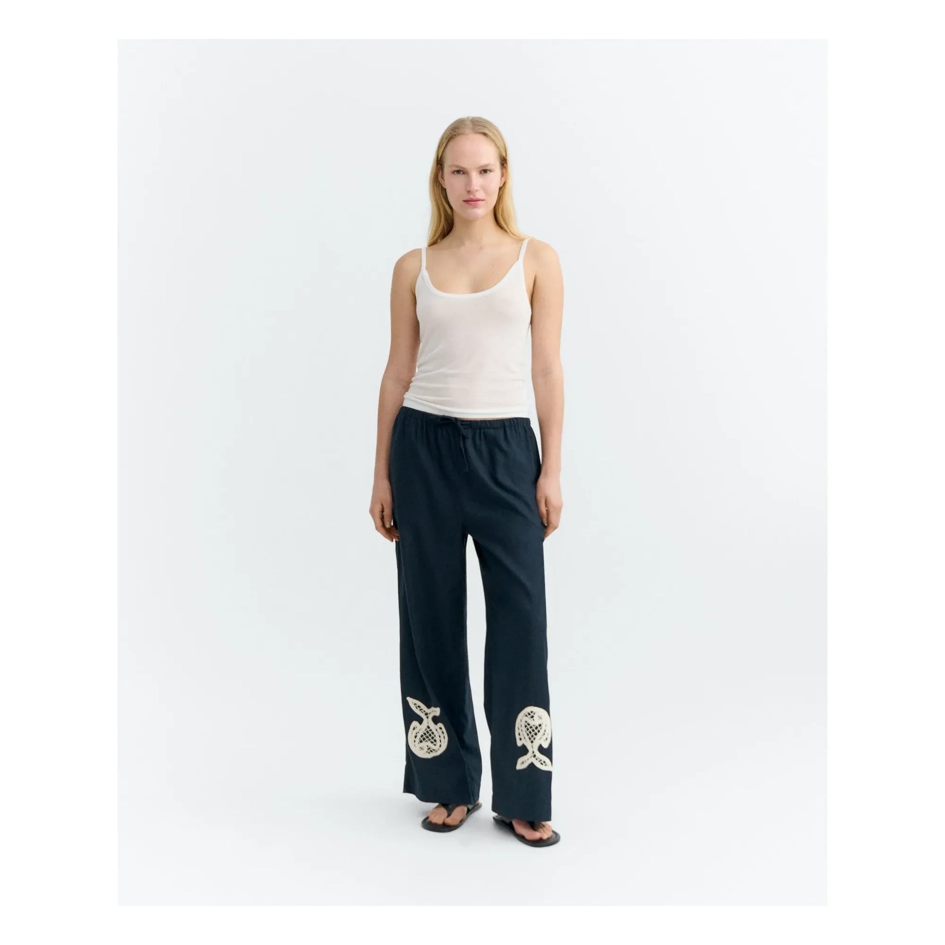 Thinking Mu - Brigitte Fish organic cotton pants | Navy blue