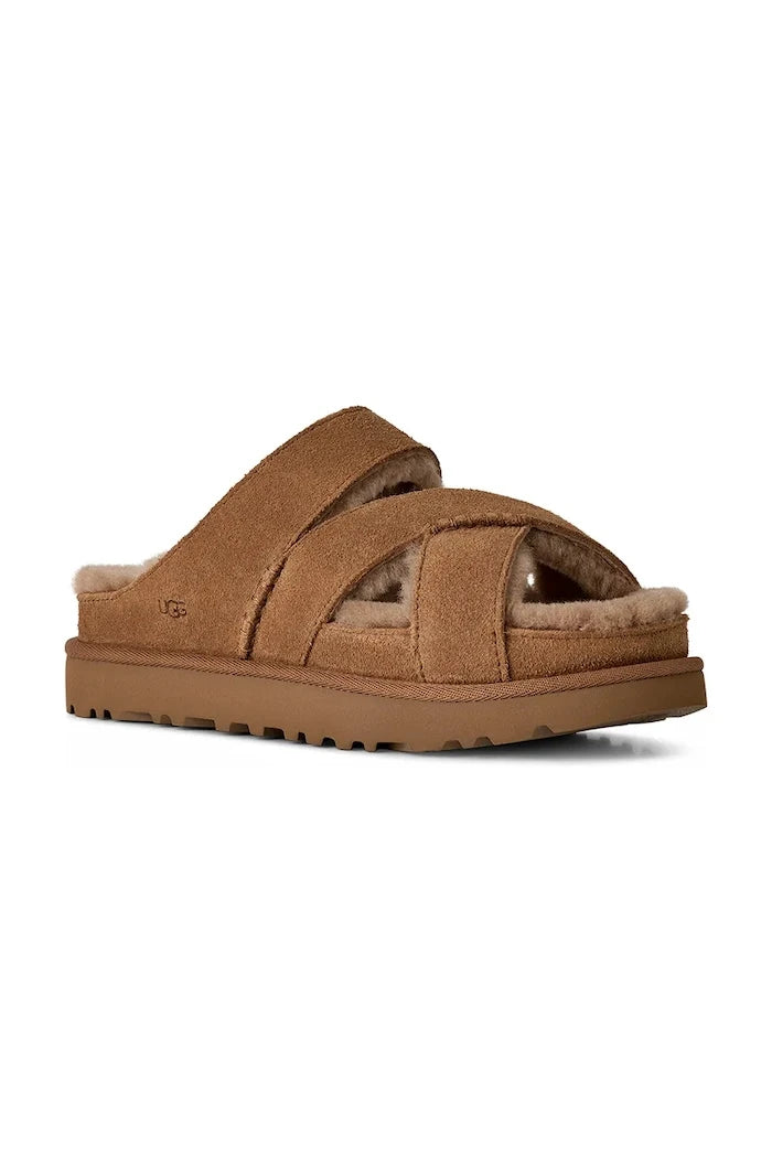 Велурени чехли UGG W Greenport Cross Strap Slide