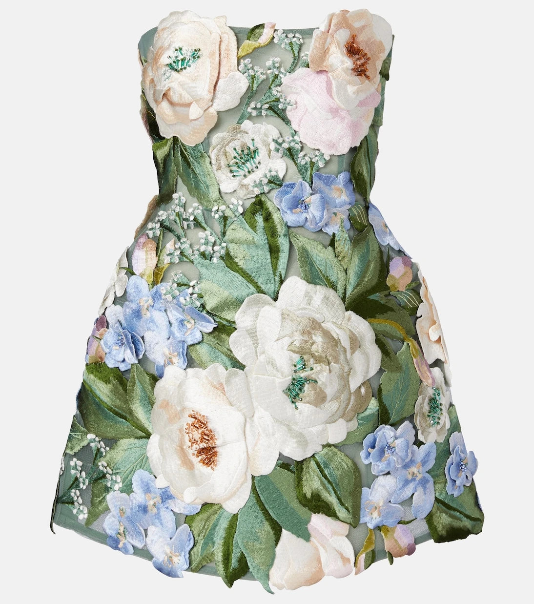 Leo Lin - Roselle floral-appliqué minidress