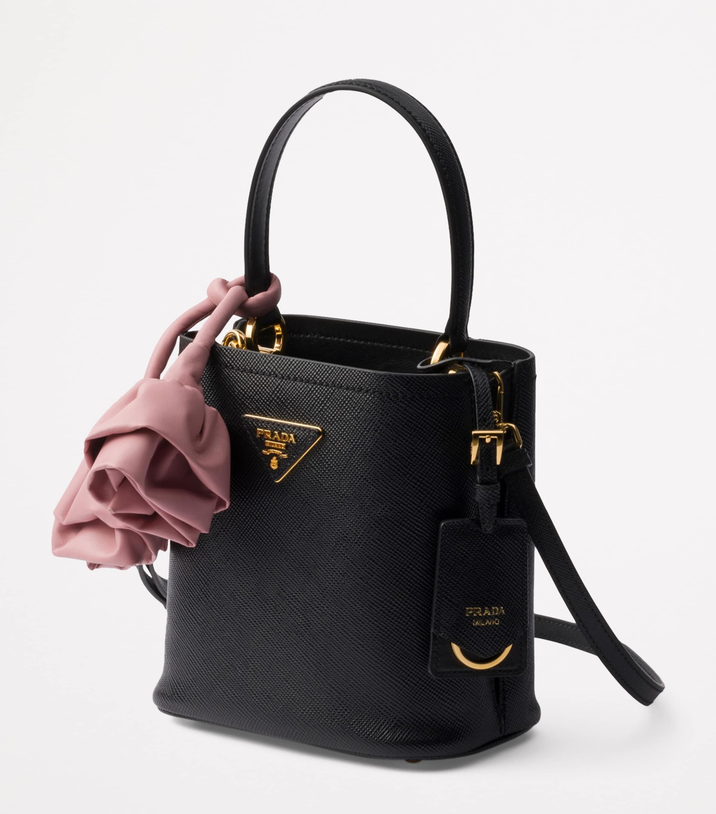 Prada Black Mini Saffiano Leather Panier Top-Handle Bag