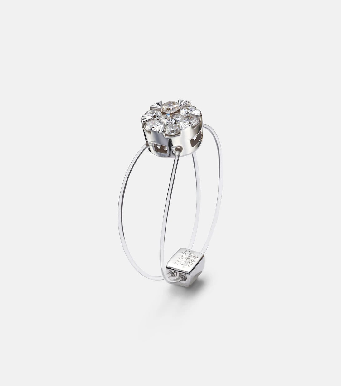 Persée - Floating 18kt white gold ring with diamond