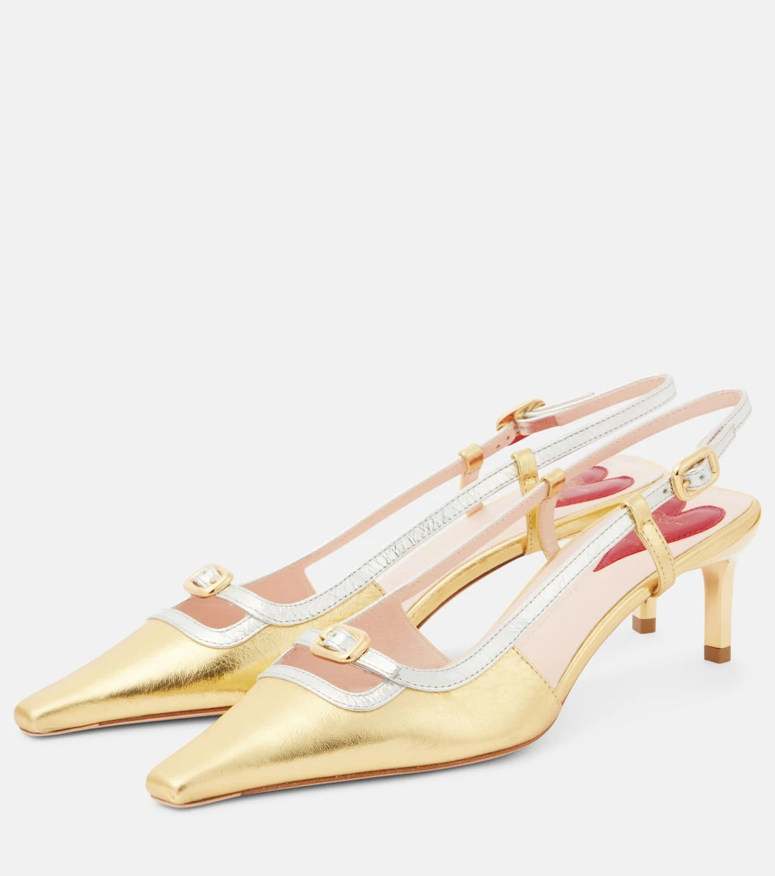 Roger Vivier - Viv' Canard metallic leather slingback pumps