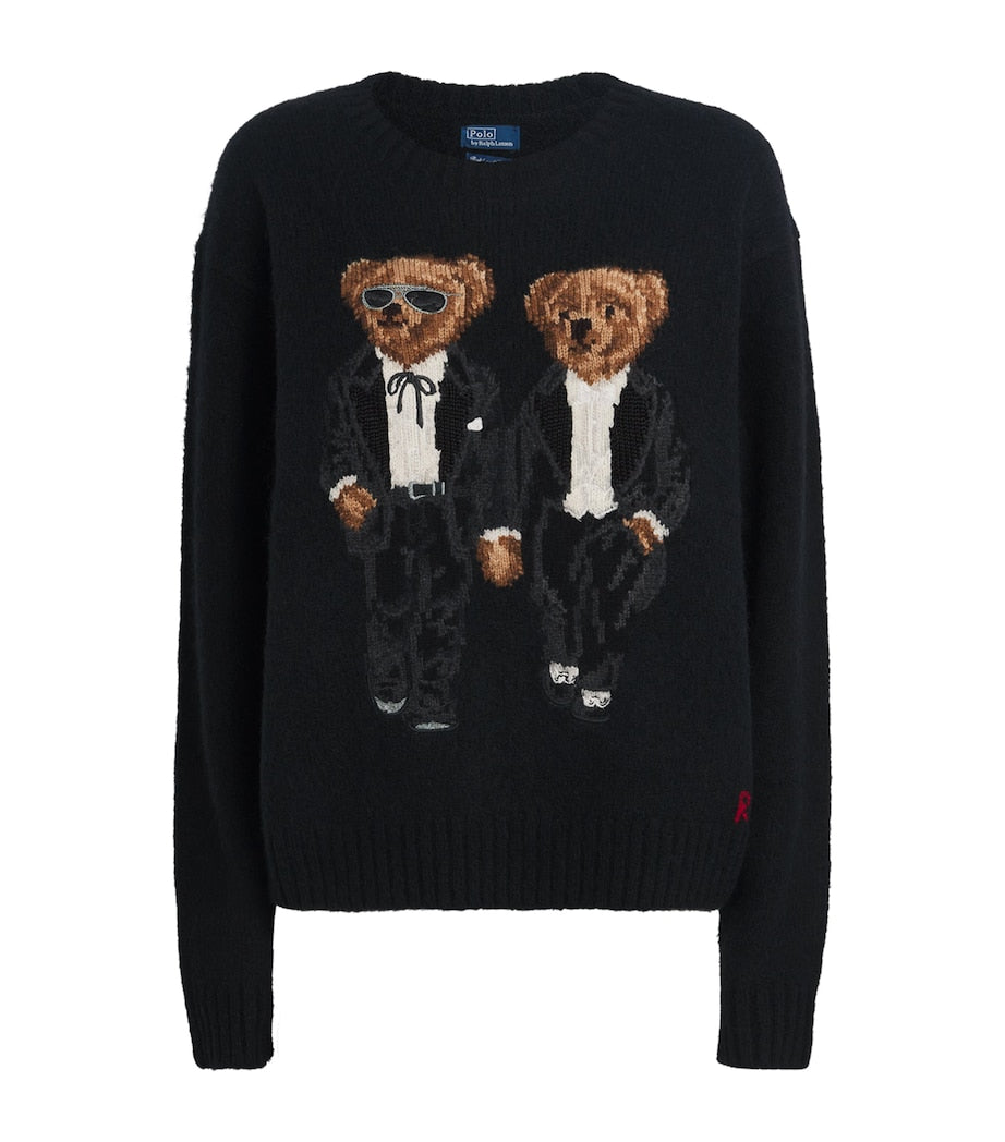 Wool-Blend Ralph and Ricky Bear Sweater POLO BLACK MULTI