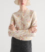 Prada Pink Wool-Blend Floral Cardigan