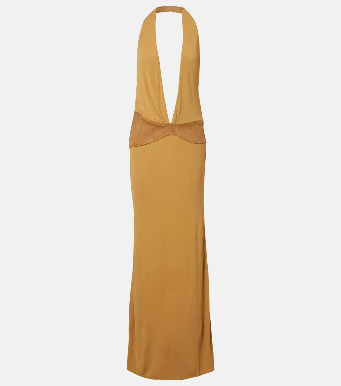 Christopher Esber - Suede-trimmed jersey gown