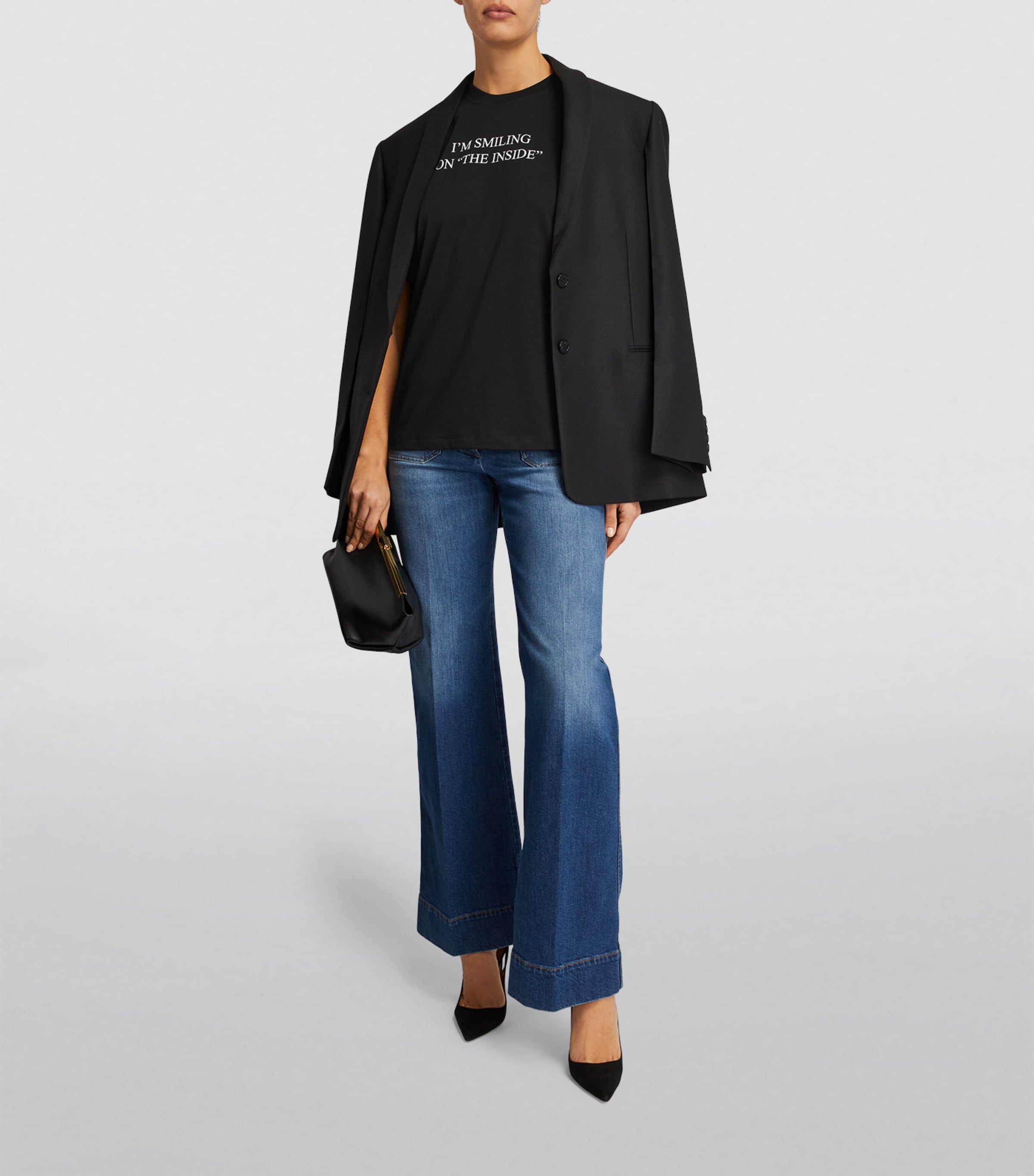 Victoria Beckham Black Organic Cotton Slogan T-Shirt