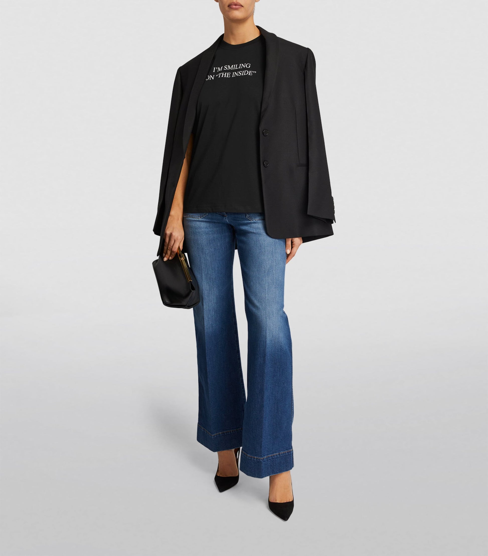 Victoria Beckham Black Organic Cotton Slogan T-Shirt