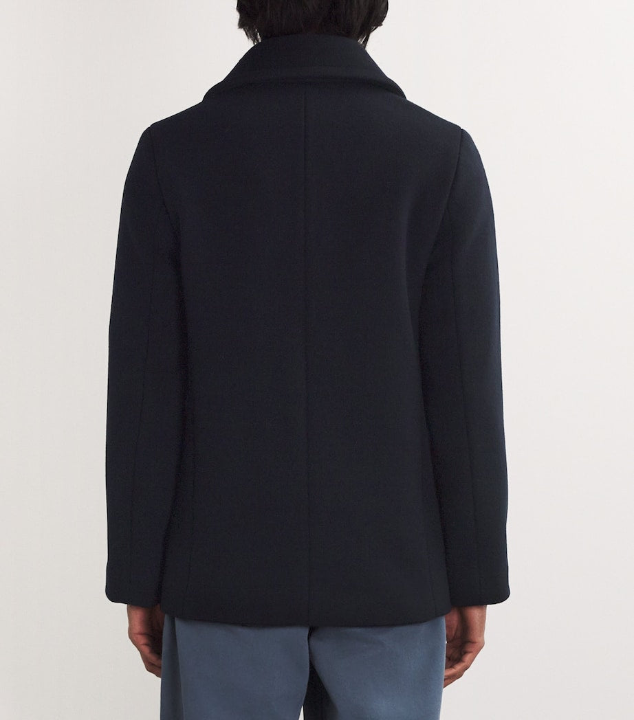 Sandro Paris Blue Wool-Blend Peacoat