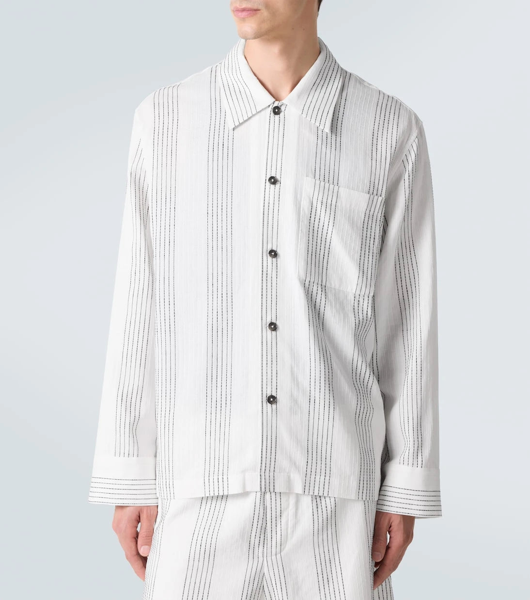 Commas - Textured Striped cotton overshirt