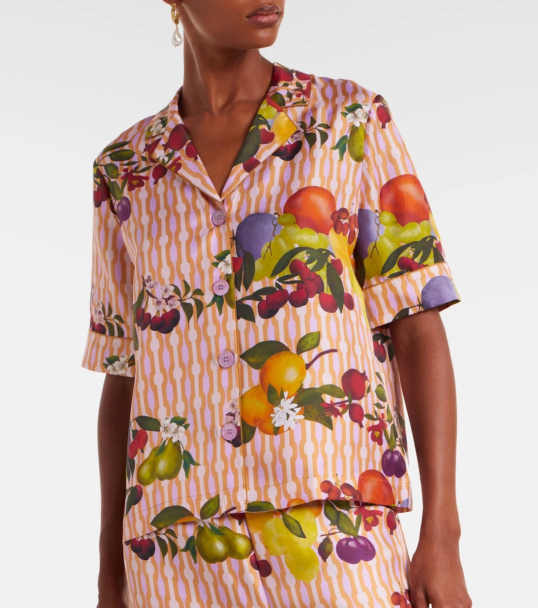Eres - Cherry printed silk twill shirt
