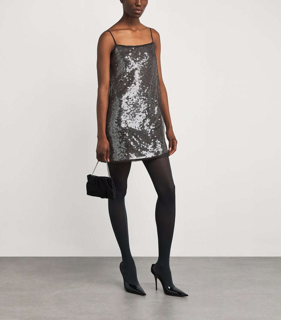 CAMILLA AND MARC Black Sequin Façade Mini Dress