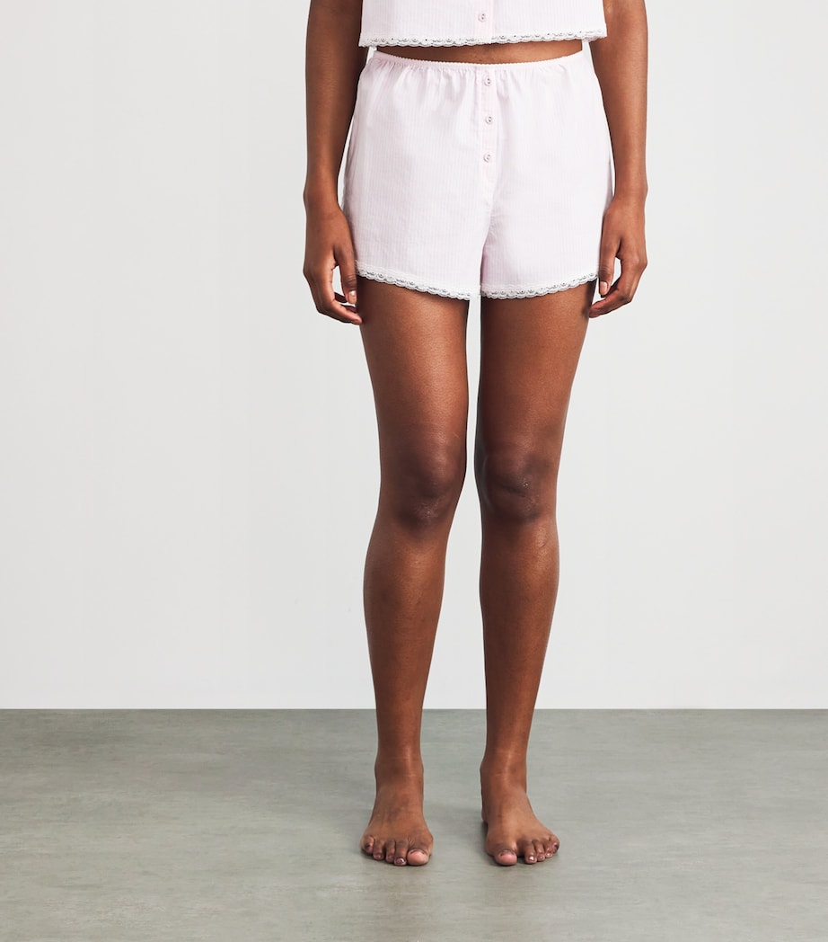 Pink Cotton Poplin Sleep Shorts