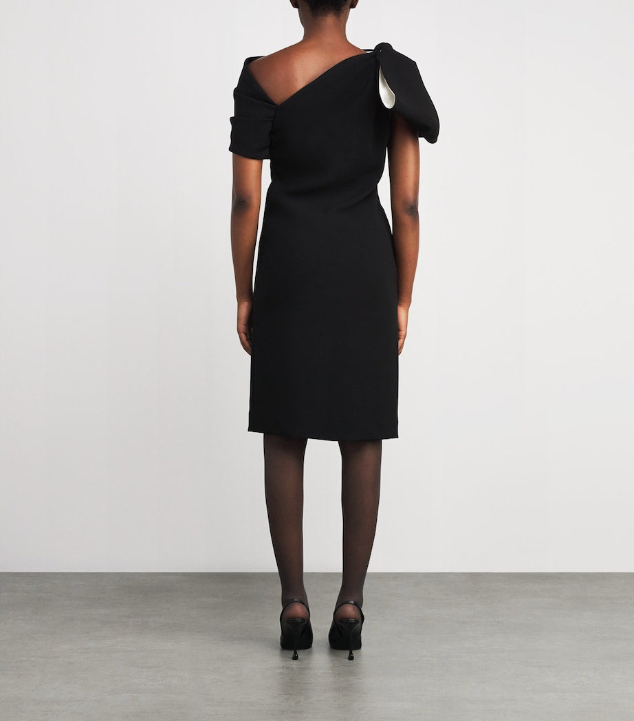 Black Asymmetric Bow Mini Dress