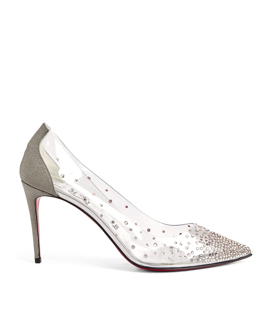 Christian Louboutin Silver Degrastrass Embellished PVC-Leather Pumps 85