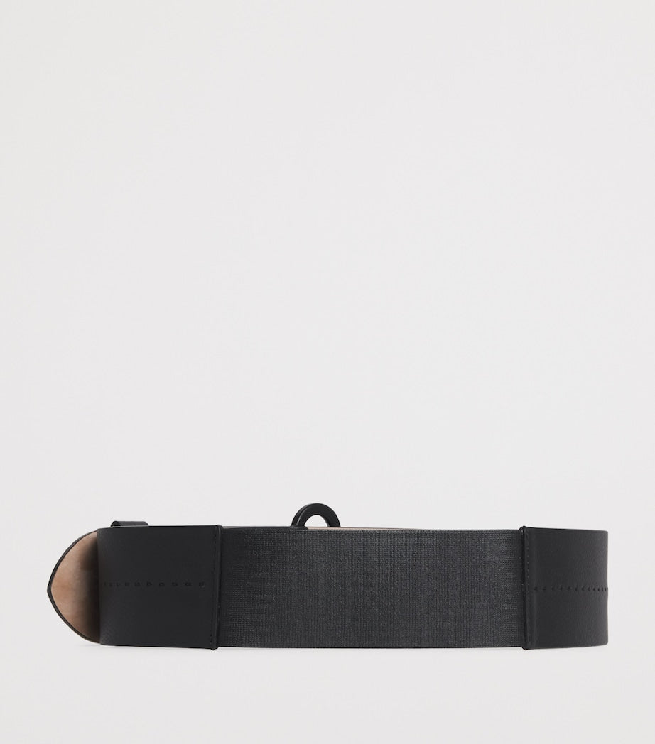 Black Leather Elasticated Belt