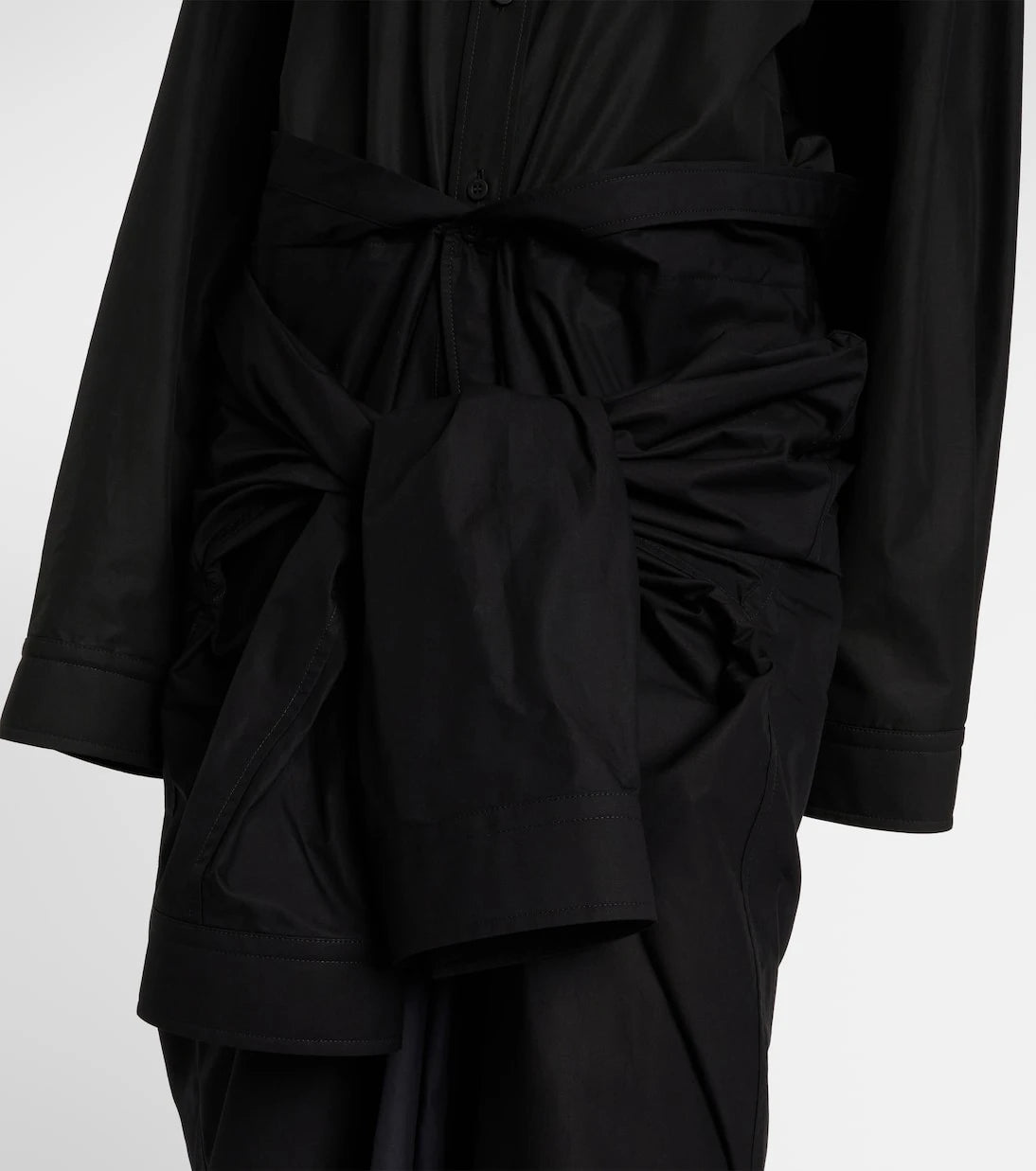 Balenciaga - Gathered tie-front cotton shirt dress