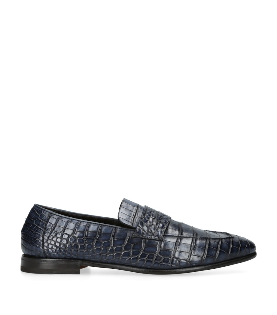 Zegna Crocodile Skin Penny Loafers