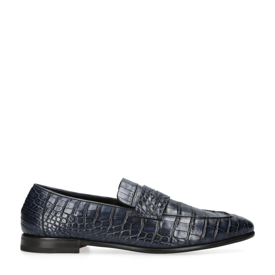 Zegna Crocodile Skin Penny Loafers