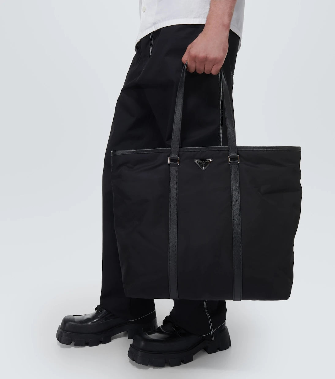 Prada - Re-Nylon leather-trimmed tote bag