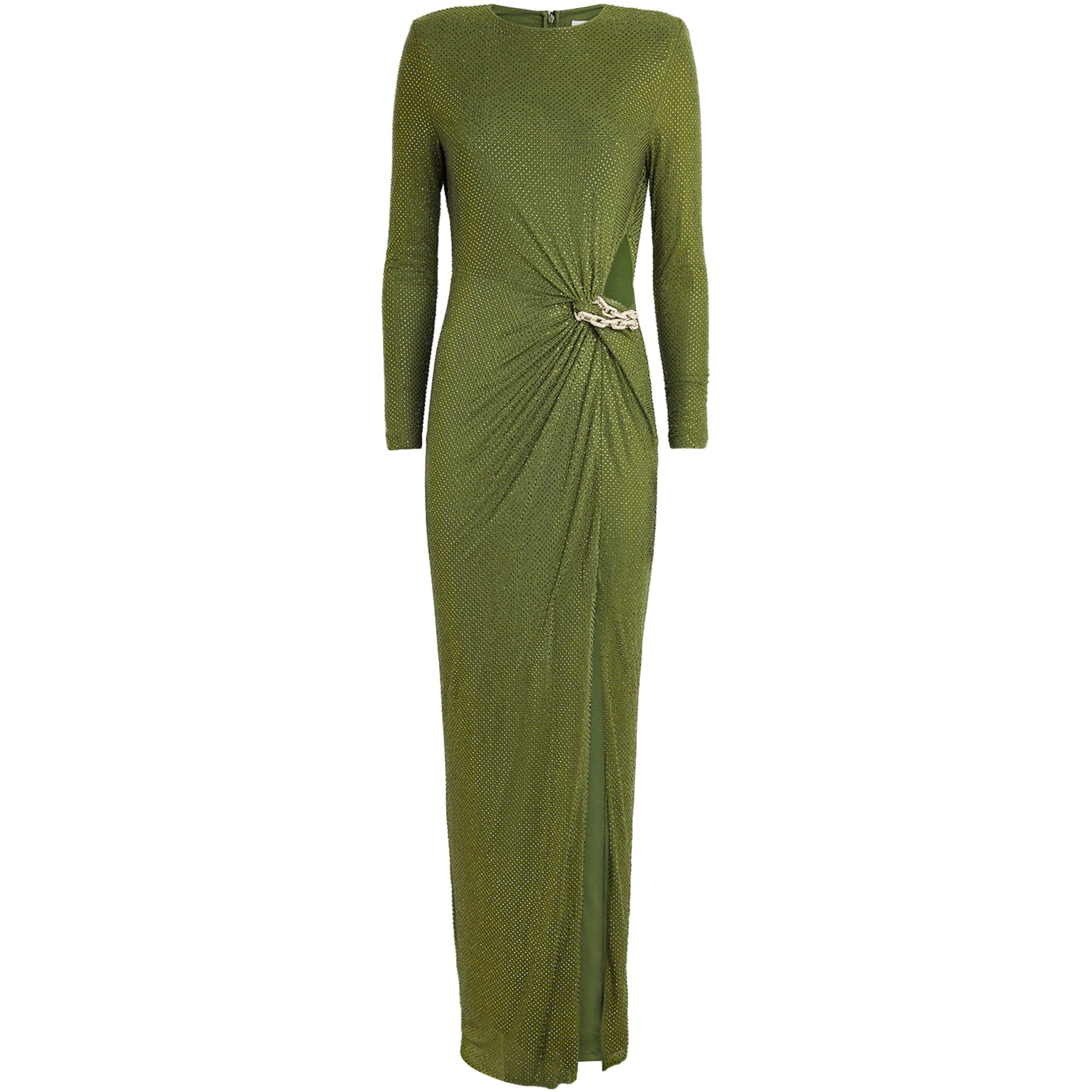 Self-Portrait Green Rhinestone-Embellished Maxi Dress