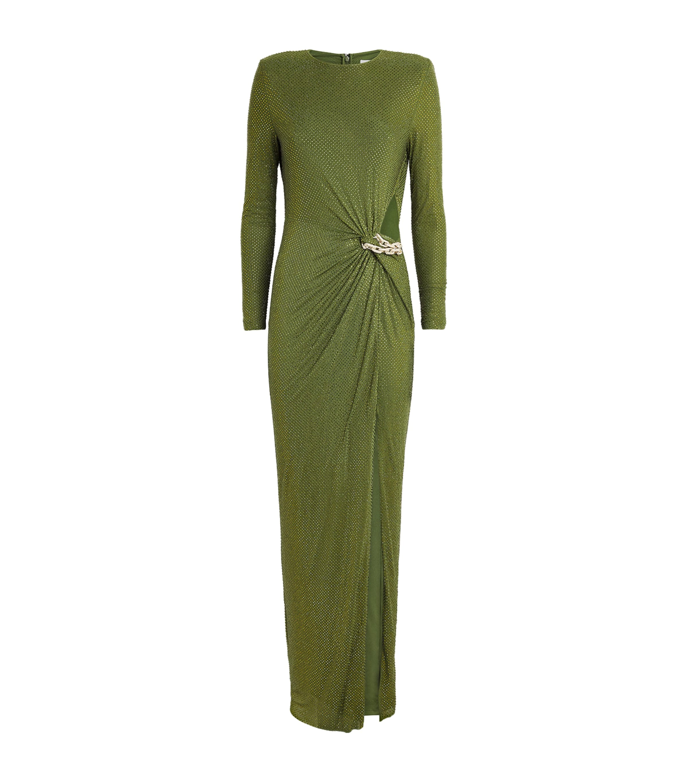 Self-Portrait Green Rhinestone-Embellished Maxi Dress